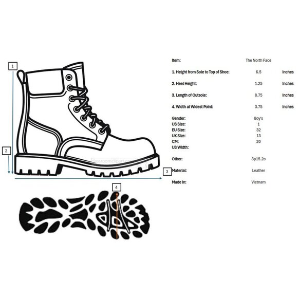 The North Face Heat Seeker Winter Snow Boots Boys 1 Black Leather Waterproof - Picture 10 of 10